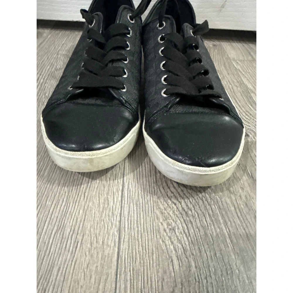 Michael Kors MK Monogram‎ Low Top Sneakers Black Lace Up Shoes Womens 10M